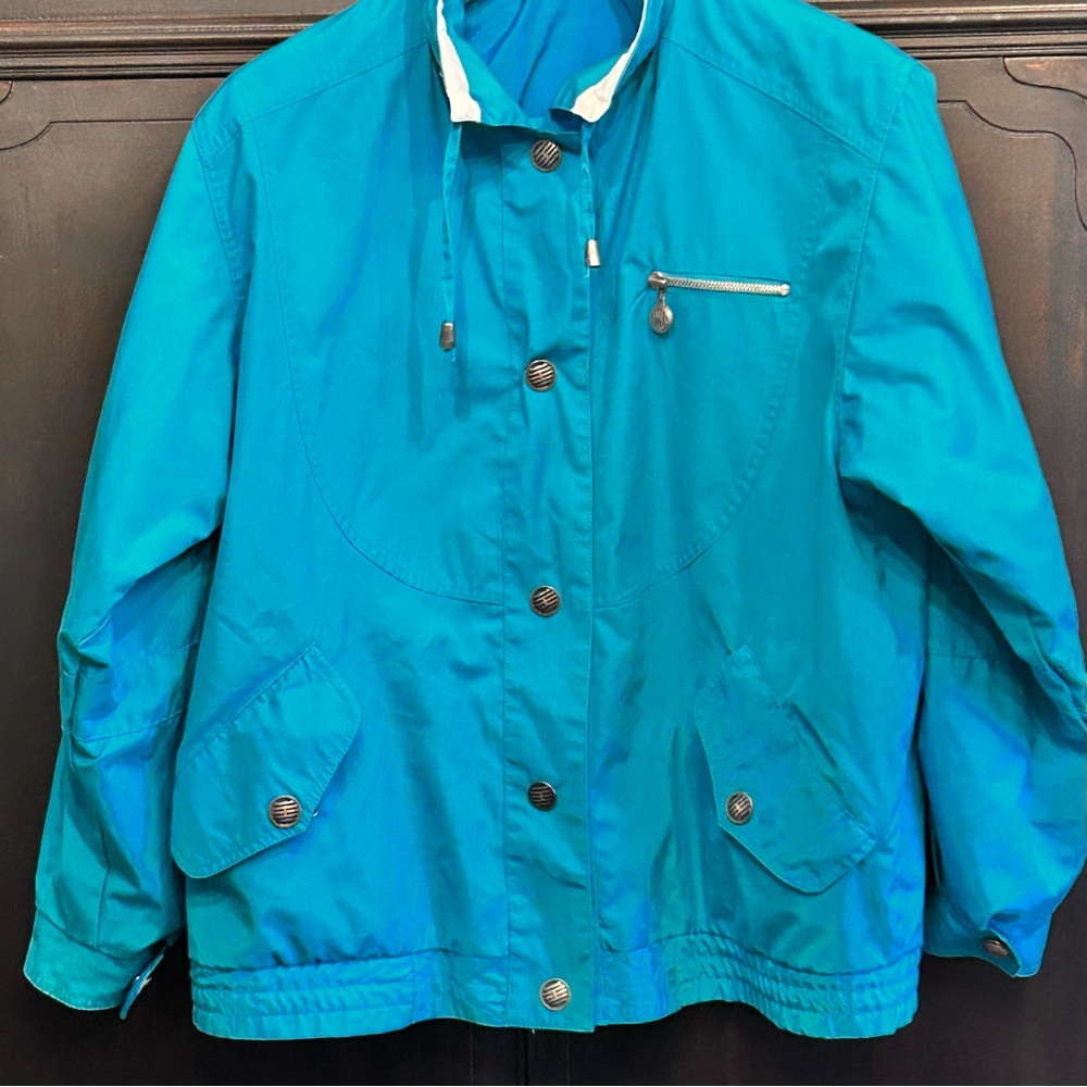 Retro 90s Reversible Windbreaker - Turquoise & Blue